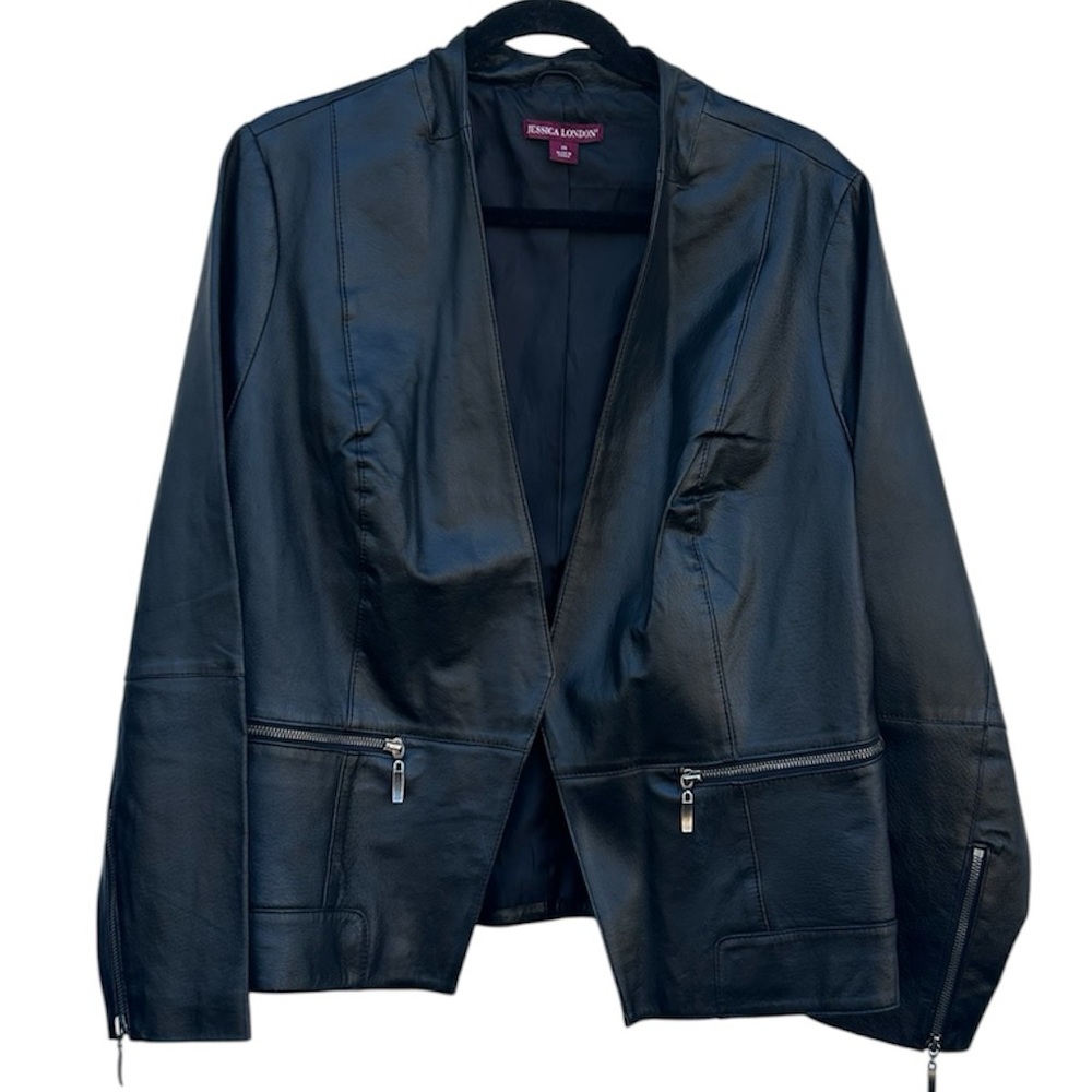Jessica London moto leather jacket 18